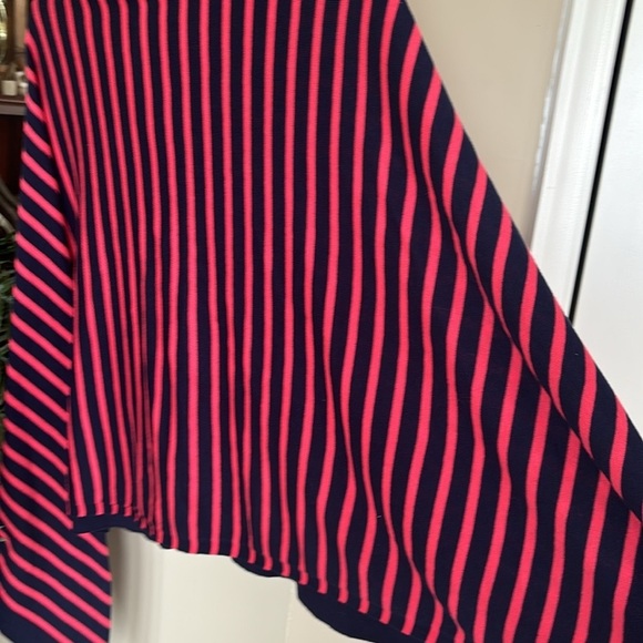 Lilly Pulitzer Red & Blue Striped Button Down Poncho Cape Cardigan Shrug - Picture 11 of 15